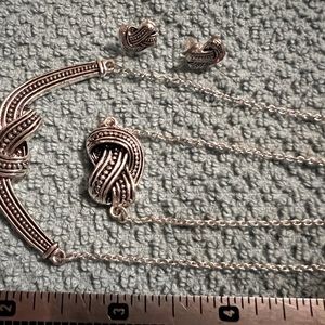 Earring and necklace set, infinity circles.